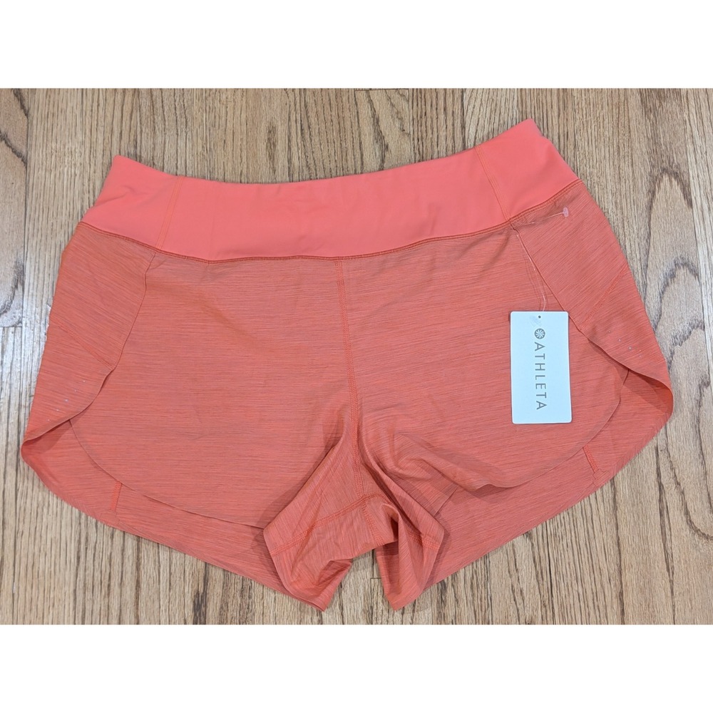 Athleta Run With It Textured 3.5" Inseam Athletic Shorts Orange Women's 1X NWT